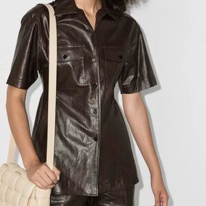 LVIR faux leather tailored button down